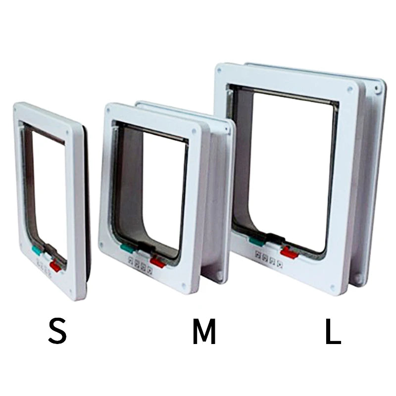 Cat & Dog Flap Door - 4-Way Security Lock Pet Door in ABS Plastic