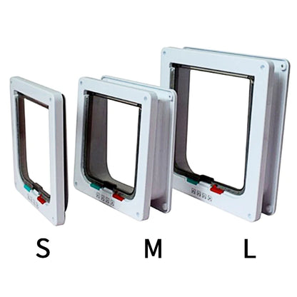 Cat & Dog Flap Door - 4-Way Security Lock Pet Door in ABS Plastic