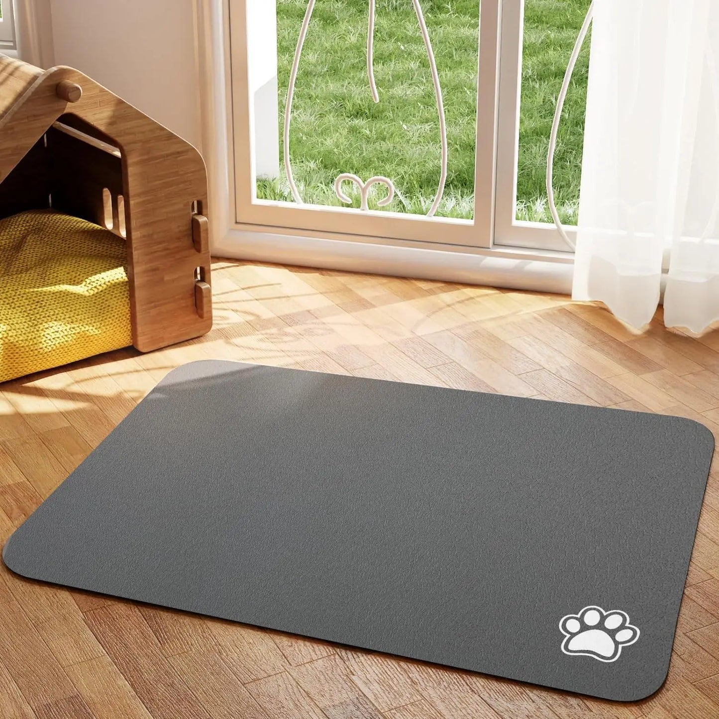 Absorbent Pet Feeding Mat – Quick-Dry Place mat for Food & Water | Easy-to-Clean Non-Slip Mat for Messy Eaters