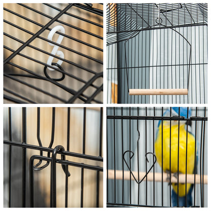 Large Bird Cage 92cm - Metal Cage with Perches, Food Bowls & Swing