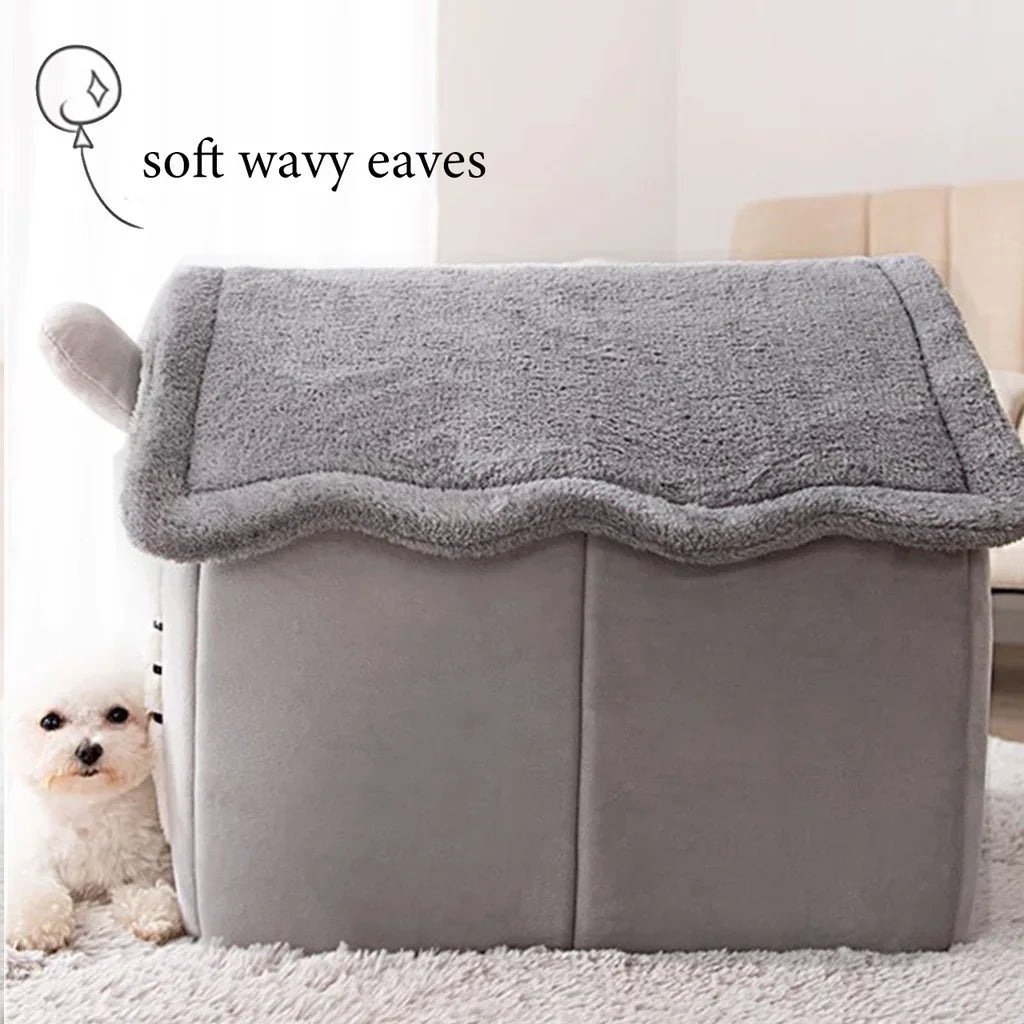 Foldable Pet House - Cosy Winter Kennel for Small & Medium Dogs and Cats
