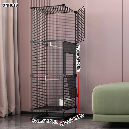 Large Parrot Cage - Metal Horizontal Wire Cage for Parrots & Medium Birds