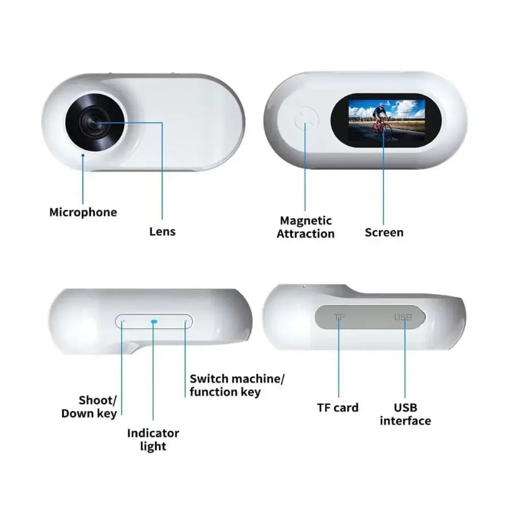 Pet Collar Camera 1080P - Mini Sports Action Camera with 200-Min Battery