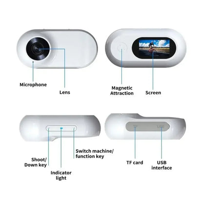 Pet Collar Camera 1080P - Mini Sports Action Camera with 200-Min Battery