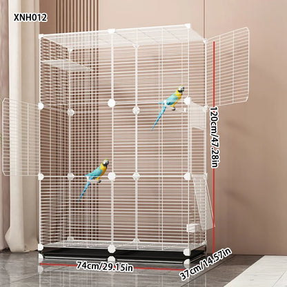 Large Parrot Cage - Metal Horizontal Wire Cage for Parrots & Medium Birds