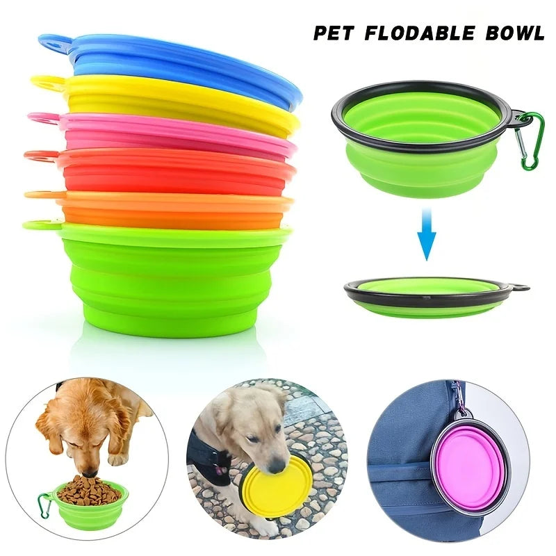 Collapsible Pet Food Bowl 350ml - Portable Silicone Travel Bowl for Dogs & Cats