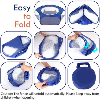 Portable Transparent Small Pet Cage – Foldable Playpen for Dogs, Cats, Rabbits & Hamsters