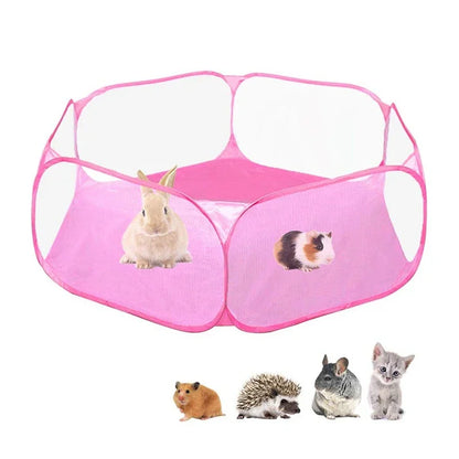 Portable Transparent Small Pet Cage – Foldable Playpen for Dogs, Cats, Rabbits & Hamsters