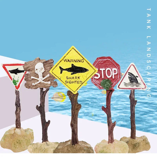 Warning Signs Ornament – Aquarium Decoration & Fish Tank Background
