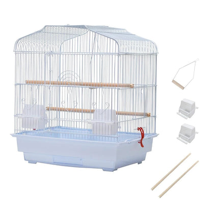 Bird Travel Cage 52cm - Portable Metal Carrier with Perch & Feeders