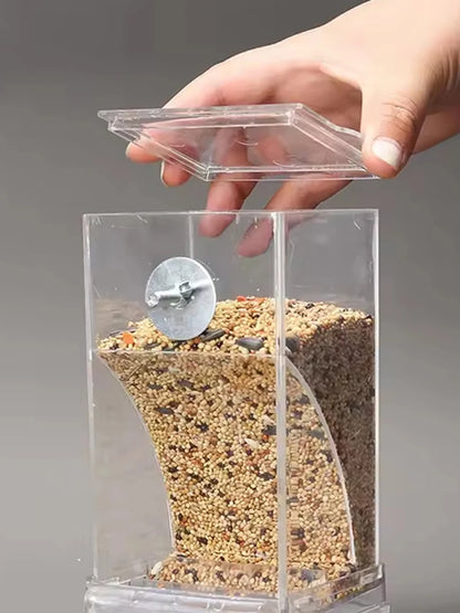 Anti-Spill Bird Feeder - Clear Transparent Food Box for Parrots
