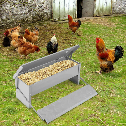 Automatic Treadle Chicken Feeder with Weatherproof Lid Rat Proof