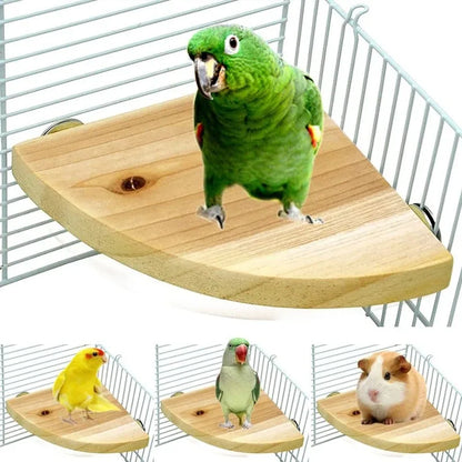 Wooden Bird Perch Stand - Natural Platform for Parrots, Parakeets
