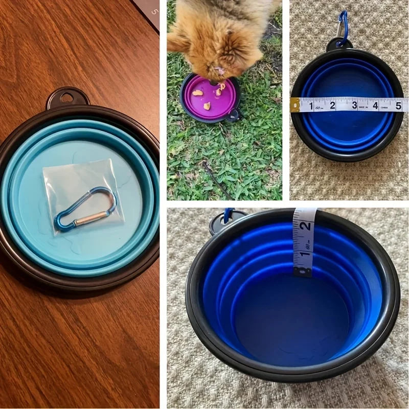 Collapsible Pet Food Bowl 350ml - Portable Silicone Travel Bowl for Dogs & Cats