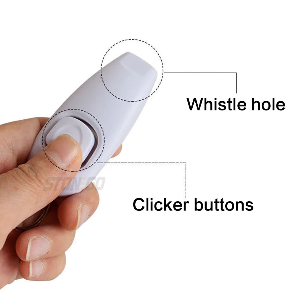 2-in-1 Dog Training Clicker & Whistle 7.5cm - Pet Trainer with Keyring