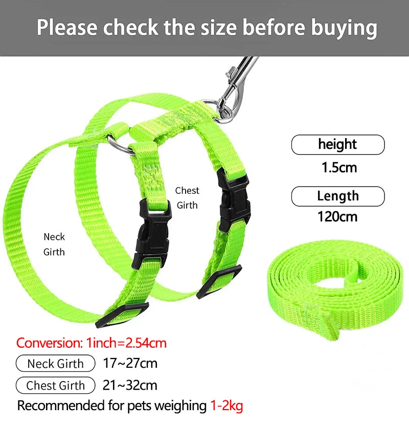 Small Pet Harness & Leash Set - Adjustable for Rabbits, Cats, Ferrets & Guinea Pigs