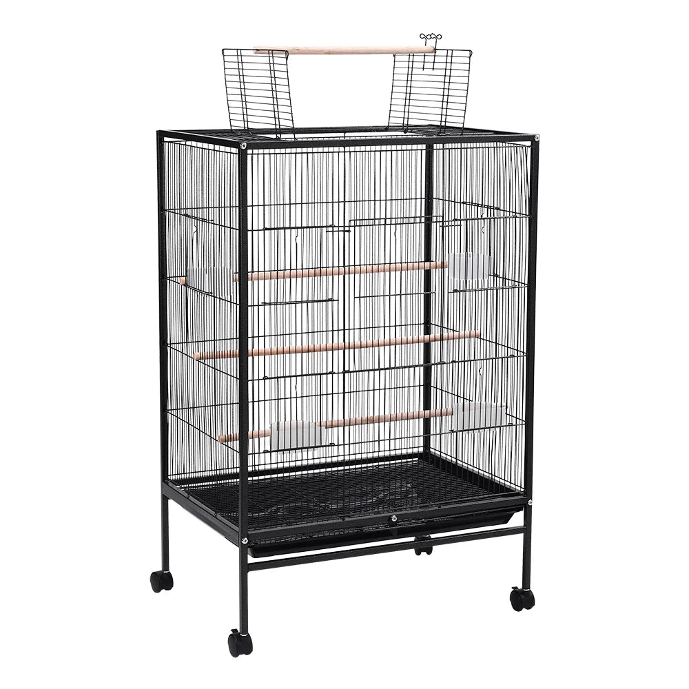 Bird Cage 94cm with Wheels - Open Top Metal Cage for Cockatiels & Parrots