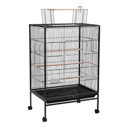 Bird Cage 94cm with Wheels - Open Top Metal Cage for Cockatiels & Parrots