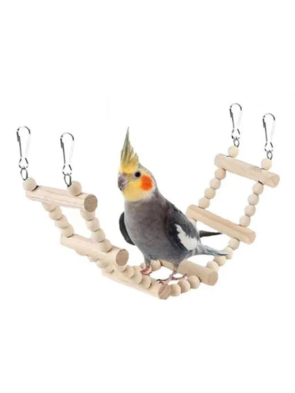 8-Piece Bird Toy Set - Wooden Swing, Chewing & Hanging Toys for Parakeets