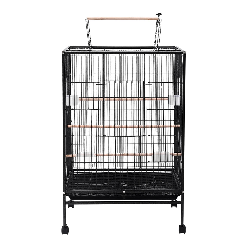 Bird Cage 94cm with Wheels - Open Top Metal Cage for Cockatiels & Parrots
