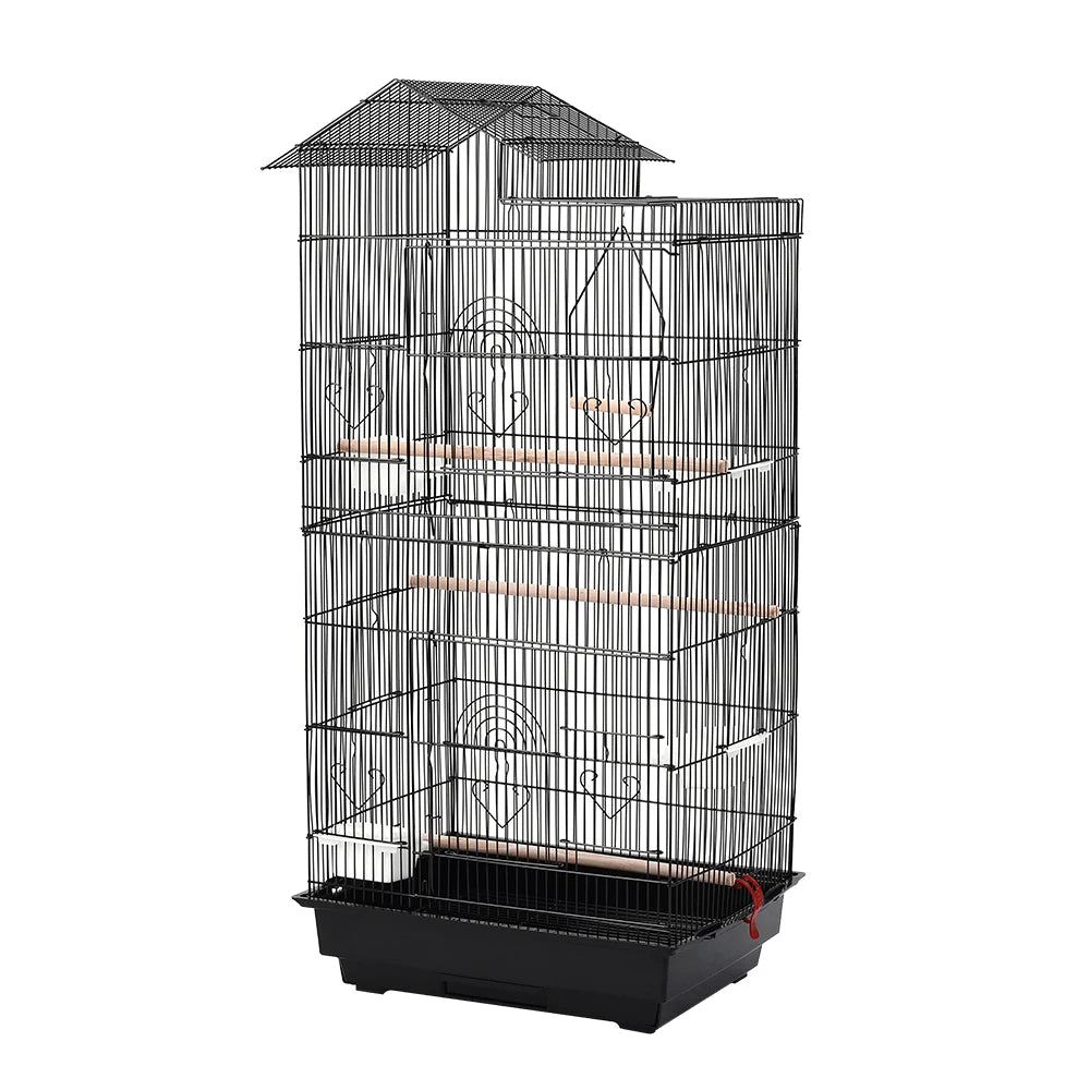 Bird Cage 100cm - Metal Cage with 3 Wooden Perches & Swing for Parrots