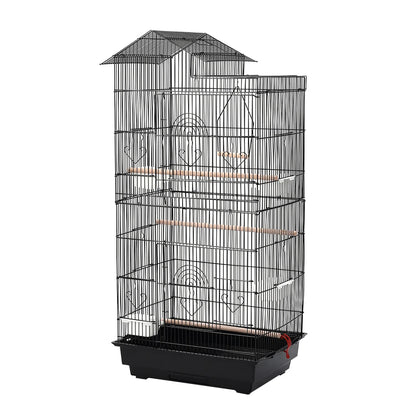 Bird Cage 100cm - Metal Cage with 3 Wooden Perches & Swing for Parrots