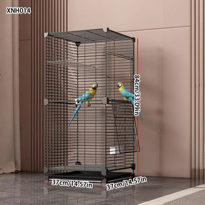 Large Parrot Cage - Metal Horizontal Wire Cage for Parrots & Medium Birds