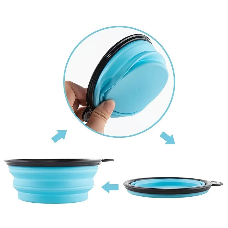 Collapsible Pet Food Bowl 350ml - Portable Silicone Travel Bowl for Dogs & Cats