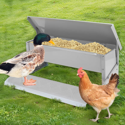 Automatic Treadle Chicken Feeder with Weatherproof Lid for Poultry