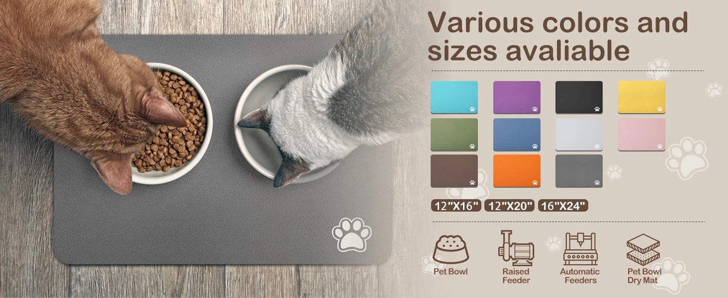 Absorbent Pet Feeding Mat – Quick-Dry Place mat for Food & Water | Easy-to-Clean Non-Slip Mat for Messy Eaters