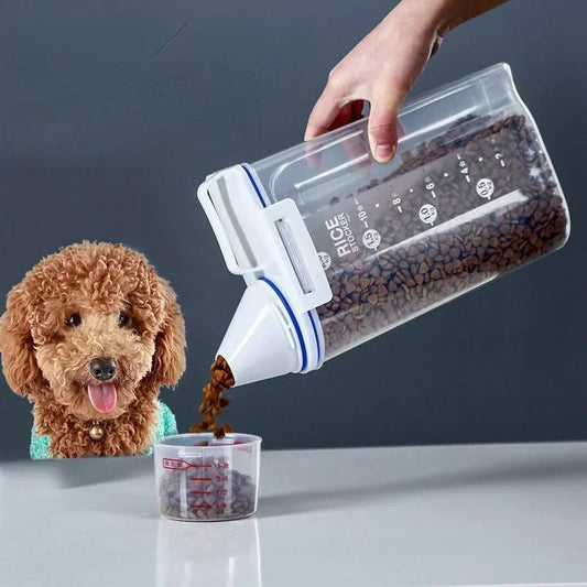 Pet Food Storage Container - 2kg Airtight Pail with Measuring Cup for Dogs & Cats