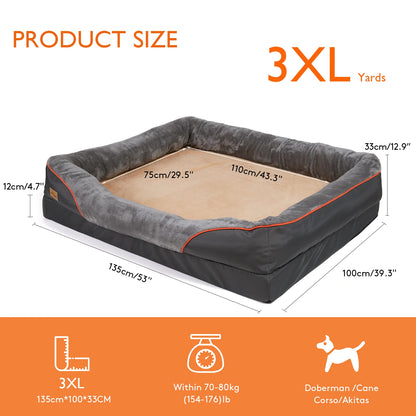Orthopedic Dog Bed – Super Soft Pet Sleeping Mat with Foam Support, Bolster & Removable Cover | Sizes L–3XL