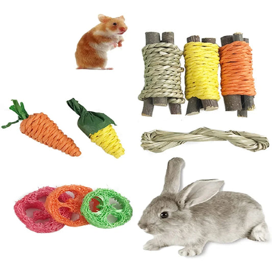 Pet Tooth Grinding Set – Chew Toys & Snacks for Rabbits, Guinea Pigs & Hamsters