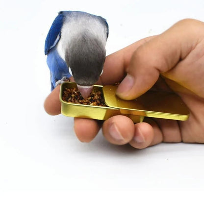 Bird Training Feeder - Metal Handheld Feeder Cup for Parrots - The Best For Pets