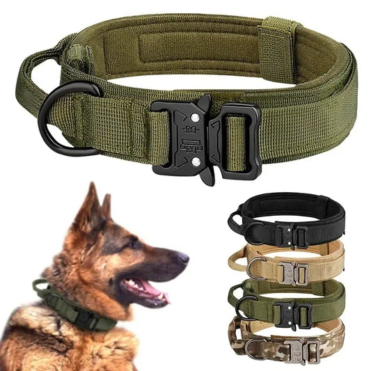 Tactical Dog Collar - Heavy Duty Nylon Collar with Metal Buckle for Medium & Large Dogs