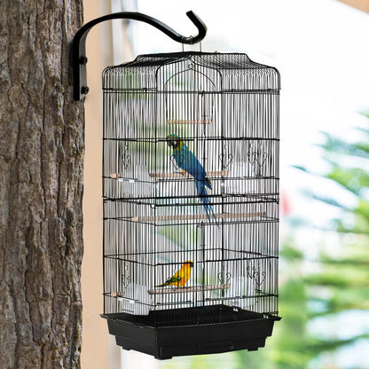 Large Bird Cage 92cm - Metal Cage with Perches, Food Bowls & Swing