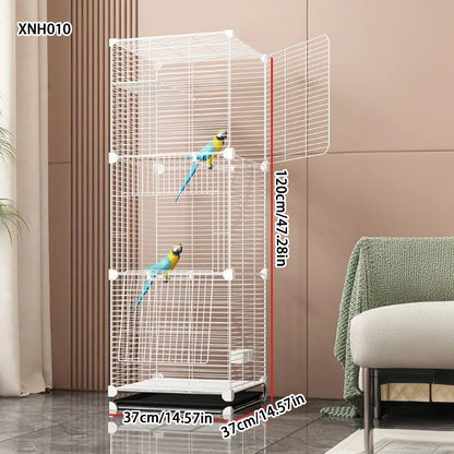 Large Parrot Cage - Metal Horizontal Wire Cage for Parrots & Medium Birds