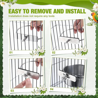 Stainless Steel Hanging Pet Bowl - Bird & Small Pet Cage Feeder