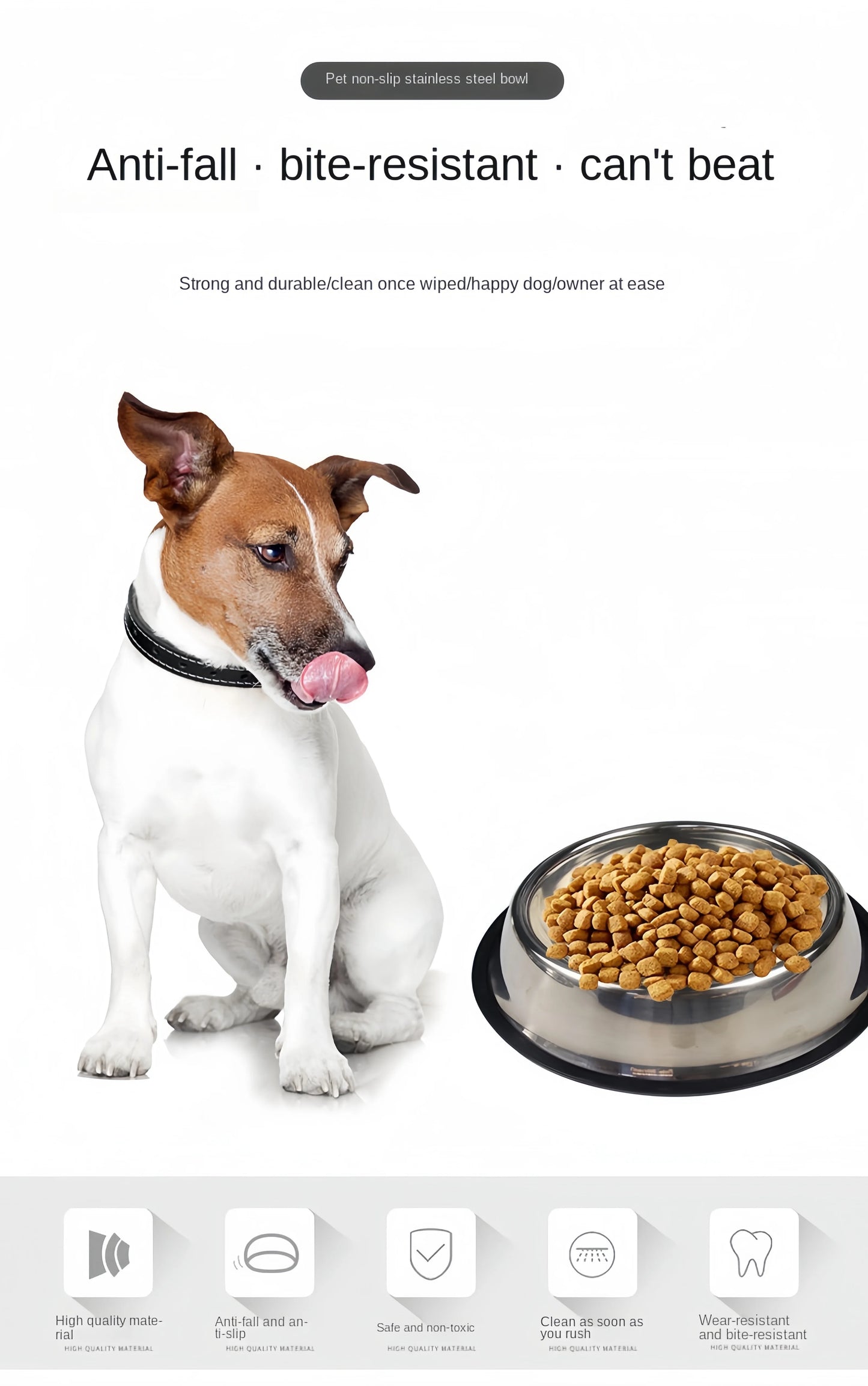 Stainless Steel Dog Bowl - Durable Metal Pet Feeder for Dogs & Cats