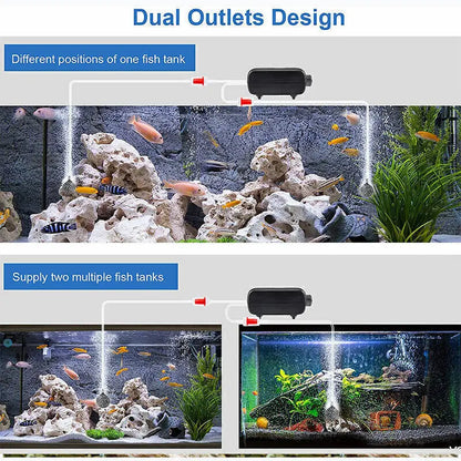 Aquarium Fish Tank Air Silent Twin Outlet Vae Trcal Marine Oxygen Pump