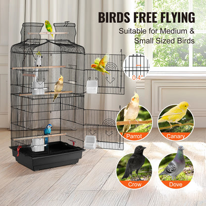 Large Parrot Cage 92.5cm - Open Top Hanging Cage with Swing & Perches