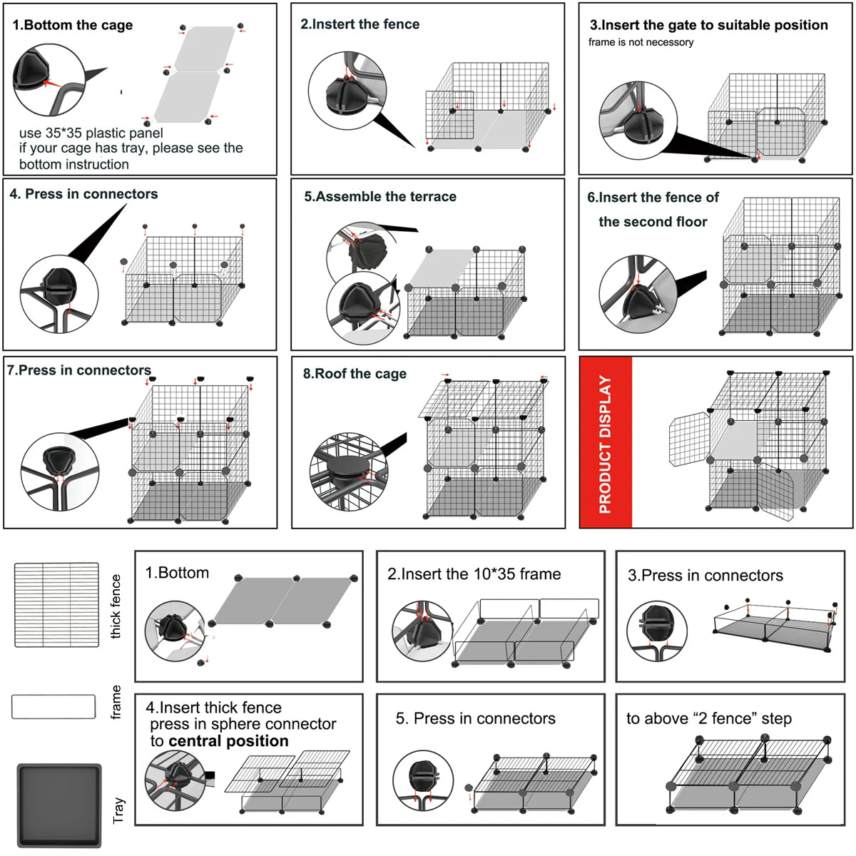 Large Parrot Cage - Metal Horizontal Wire Cage for Parrots & Medium Birds