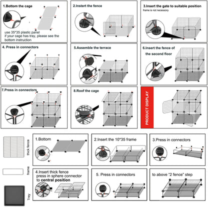 Large Parrot Cage - Metal Horizontal Wire Cage for Parrots & Medium Birds