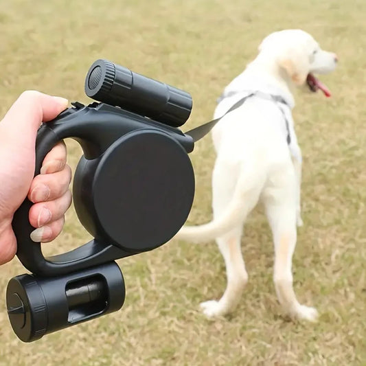 5m Retractable Dog Leash – Automatic Dog Lead with LED Flashlight & Waste Bag Dispenser