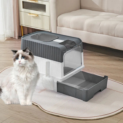 XL Enclosed Cat Litter Box – Drawer-Style, Self-Cleaning & Splash-Proof Pet Toilet