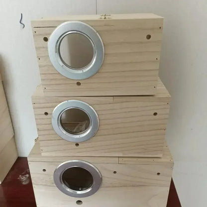 Transparent Bird Nesting Box - Wooden Breeding House for Parakeets & Cockatiels