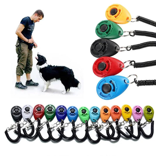 Dog Training Clicker 6cm - Adjustable Wrist Strap Pet Trainer with Key Ring