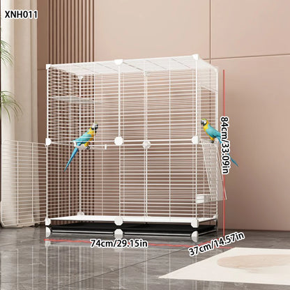 Large Parrot Cage - Metal Horizontal Wire Cage for Parrots & Medium Birds
