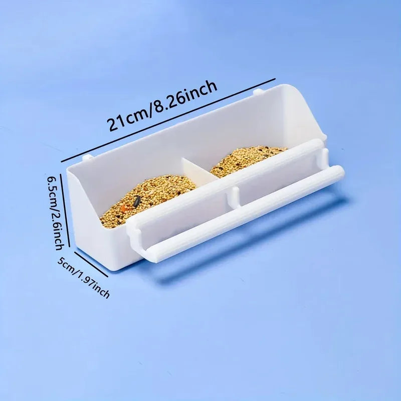 Bird Feeding Trough - Double Grid Stand Feeder for Parrots