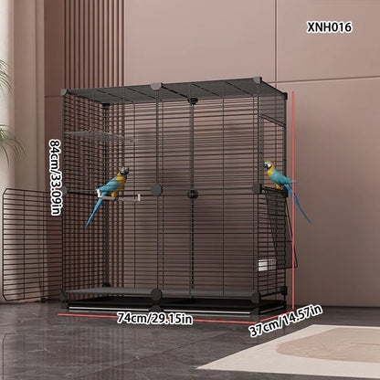 Large Parrot Cage - Metal Horizontal Wire Cage for Parrots & Medium Birds